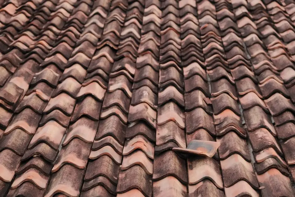 Detailed view of terracotta roof tiles showcasing traditional architecture in Galle, Sri Lanka.
